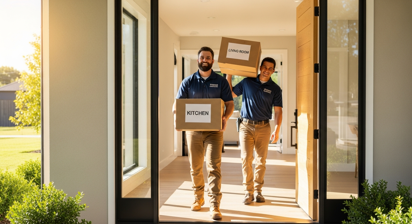 Movers carrying boxes